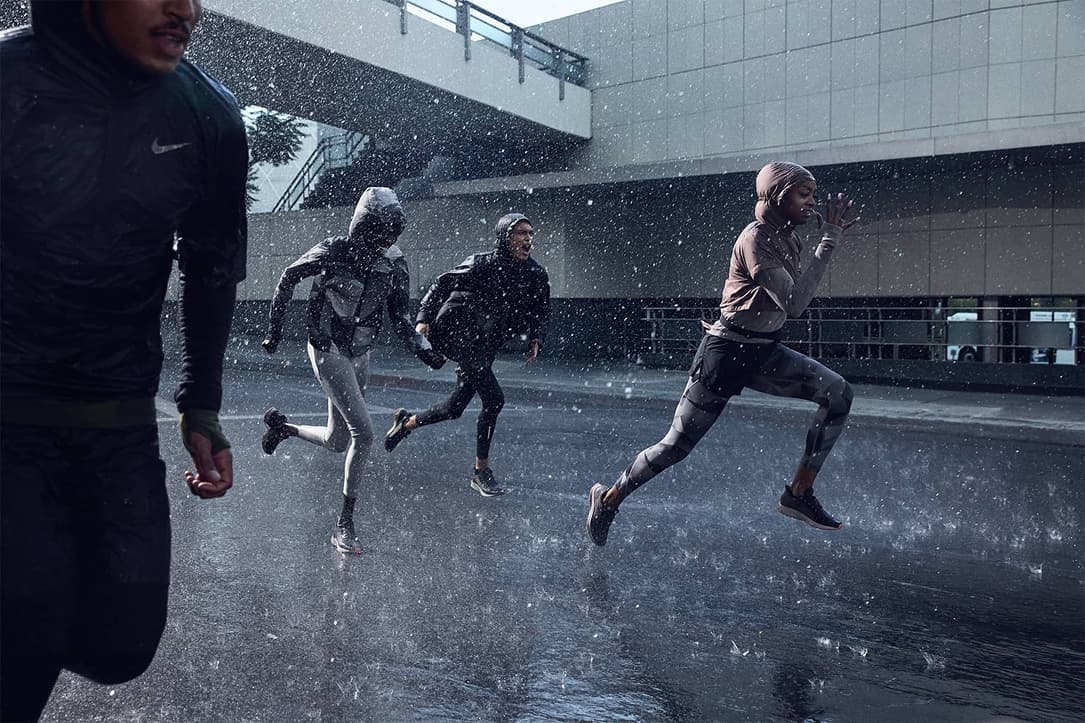 Athletes running in adverse weather conditions