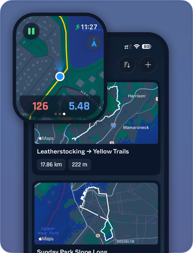 Apple Watch displaying a route map