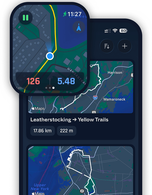 Apple Watch displaying a route map